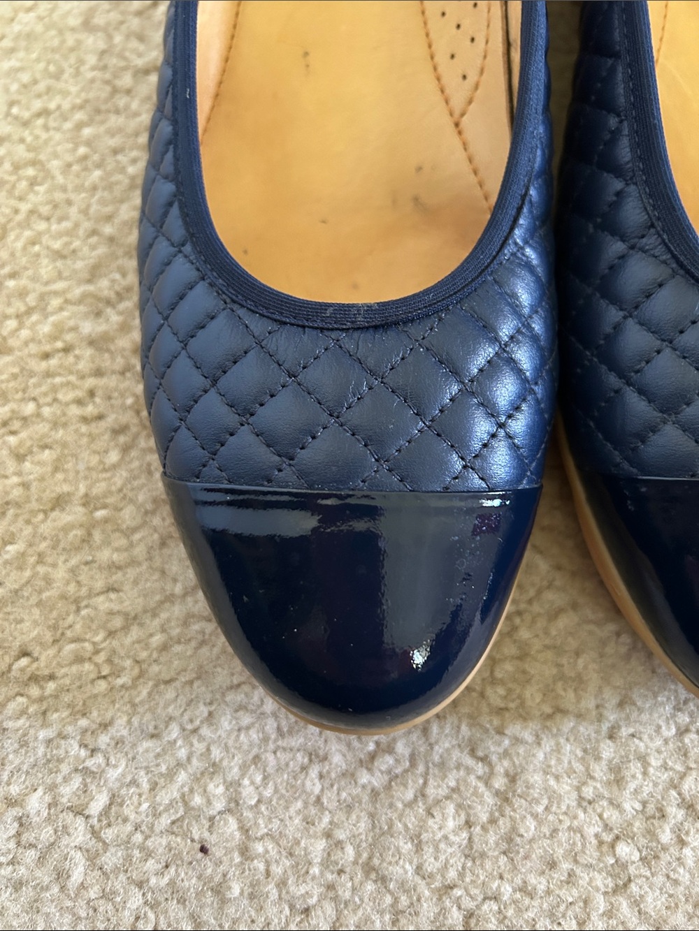 Royal Albartross Navy Quilted Leather Ballet Flats sz 9 - Picture 2 of 9